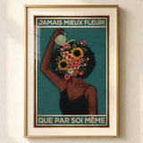 Mockup van het doek « Nooit beter in bloei dan door zichzelf » — testvoorbeeld