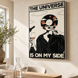 “The universe is on my side — 01” canvas in a bright interior