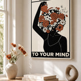 “Be kind to your mind” canvas in a bright interior