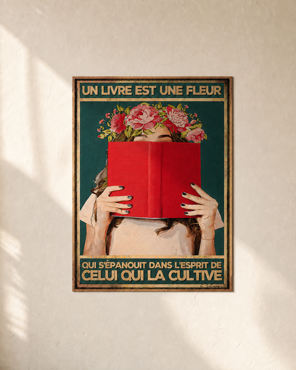 TEST COTON-LIN SANS CADRE — Un livre est une fleur qui s’épanouit dans l’esprit de celui qui la cultive