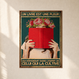 TEST COTON-LIN SANS CADRE — Un livre est une fleur qui s’épanouit dans l’esprit de celui qui la cultive