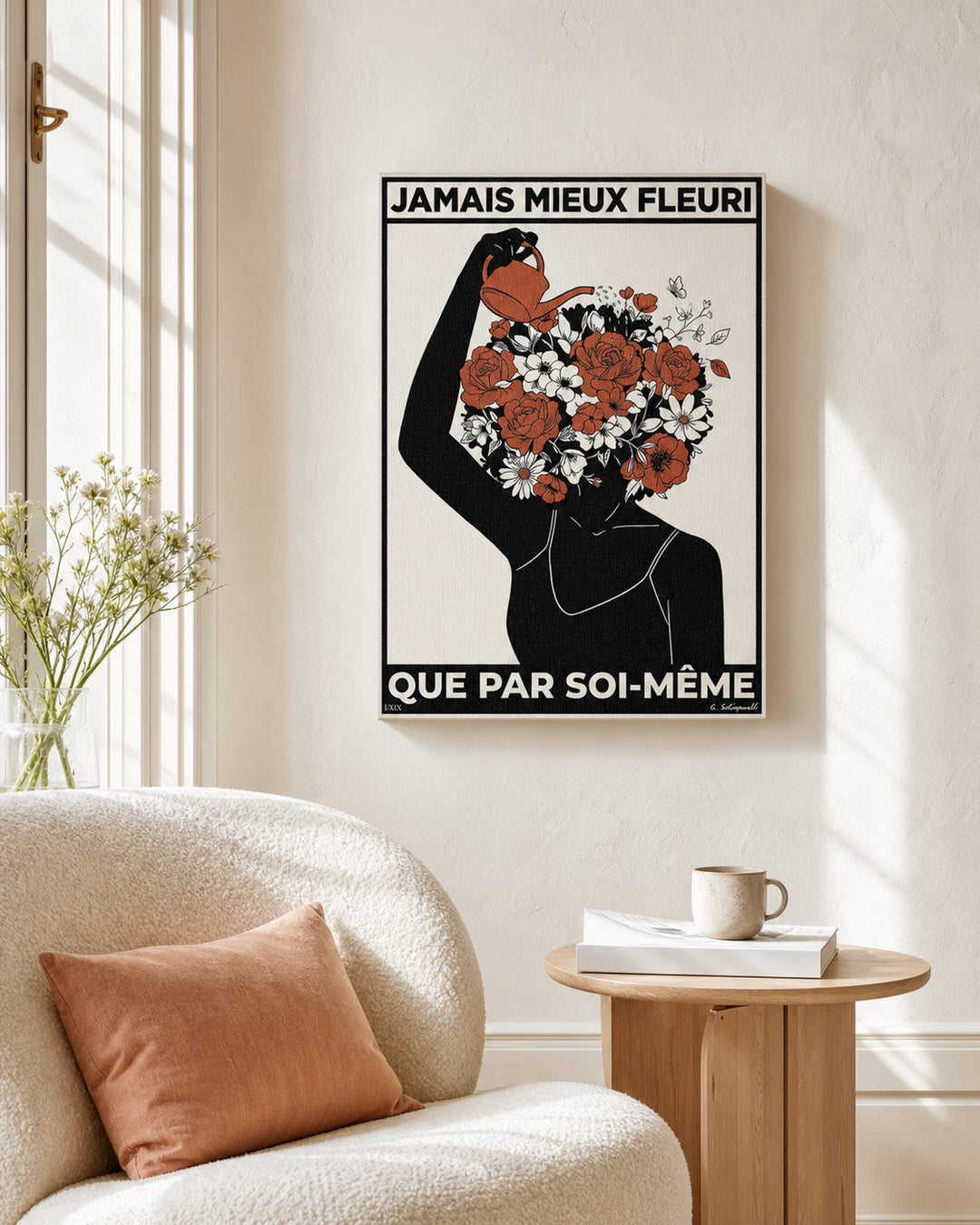 Mise en scène intérieure de la toile « Jamais mieux fleuri que par soi-même »