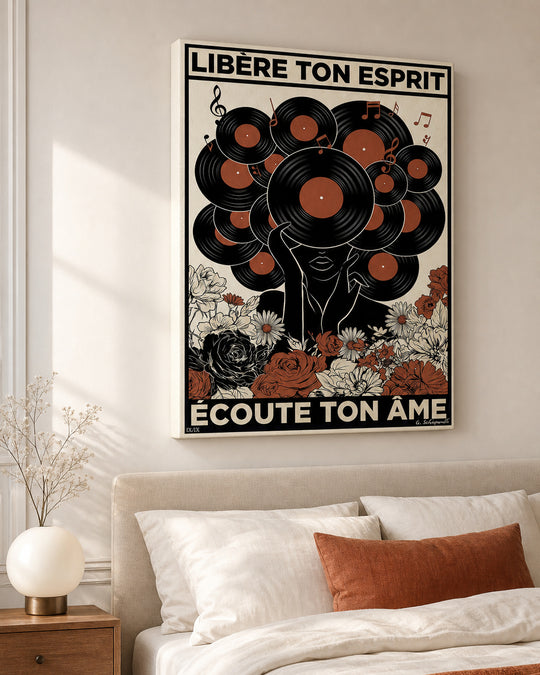 Mise en scène intérieure de la toile « Libère ton esprit, trouve ton âme »