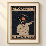 Mock-up van het doek « Hallo universum, hoor je me? » — testvoorbeeld
