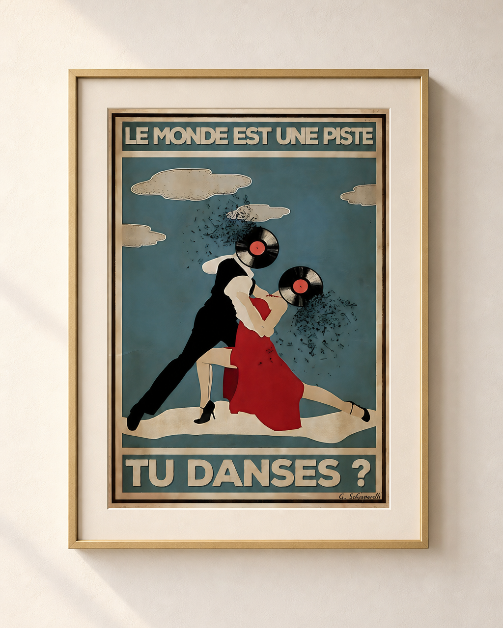 Mock-up van het doek « De wereld is een dansvloer, dans je mee? » — testvoorbeeld