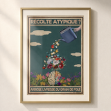 Mock-up van het doek « Atypische oogst? Geef de roes van een snufje gekte water » — testvoorbeeld