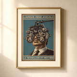 Mock-up van het doek « Liefde maakt blind, technologie kan daar niets aan doen » — testvoorbeeld