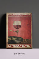 Fácilmente distraído por la música y el vino 