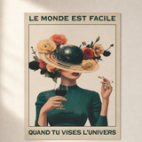 TEST COTON-LIN SANS CADRE — Le monde est facile quand tu vises l’univers — Floral