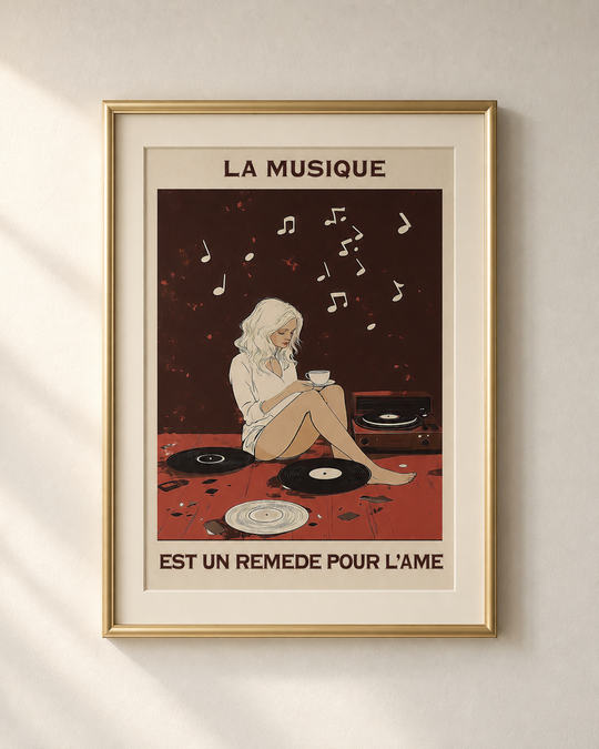 Mockup van het canvas « Muziek is een remedie voor de ziel » — testvoorbeeld
