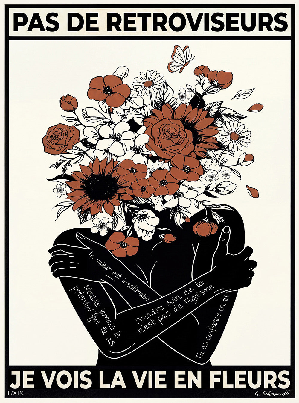 Pas de rétroviseurs, je vois la vie en fleurs