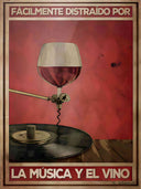 Fácilmente distraído por la música y el vino 