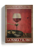 Fácilmente distraído por la música y el vino 