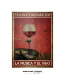 Fácilmente distraído por la música y el vino 