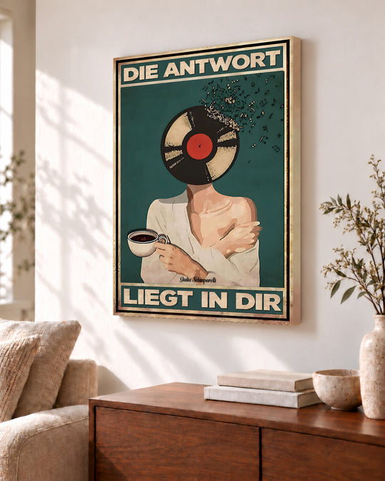 Die Antwort liegt in dir — Leinwand auf Keilrahmen im Raum