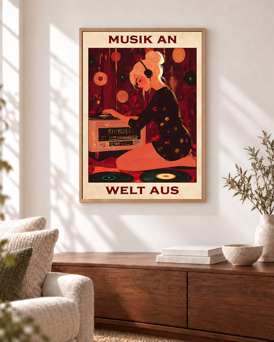 Musik an, Welt aus — Dekorativer Rahmen nicht enthalten
