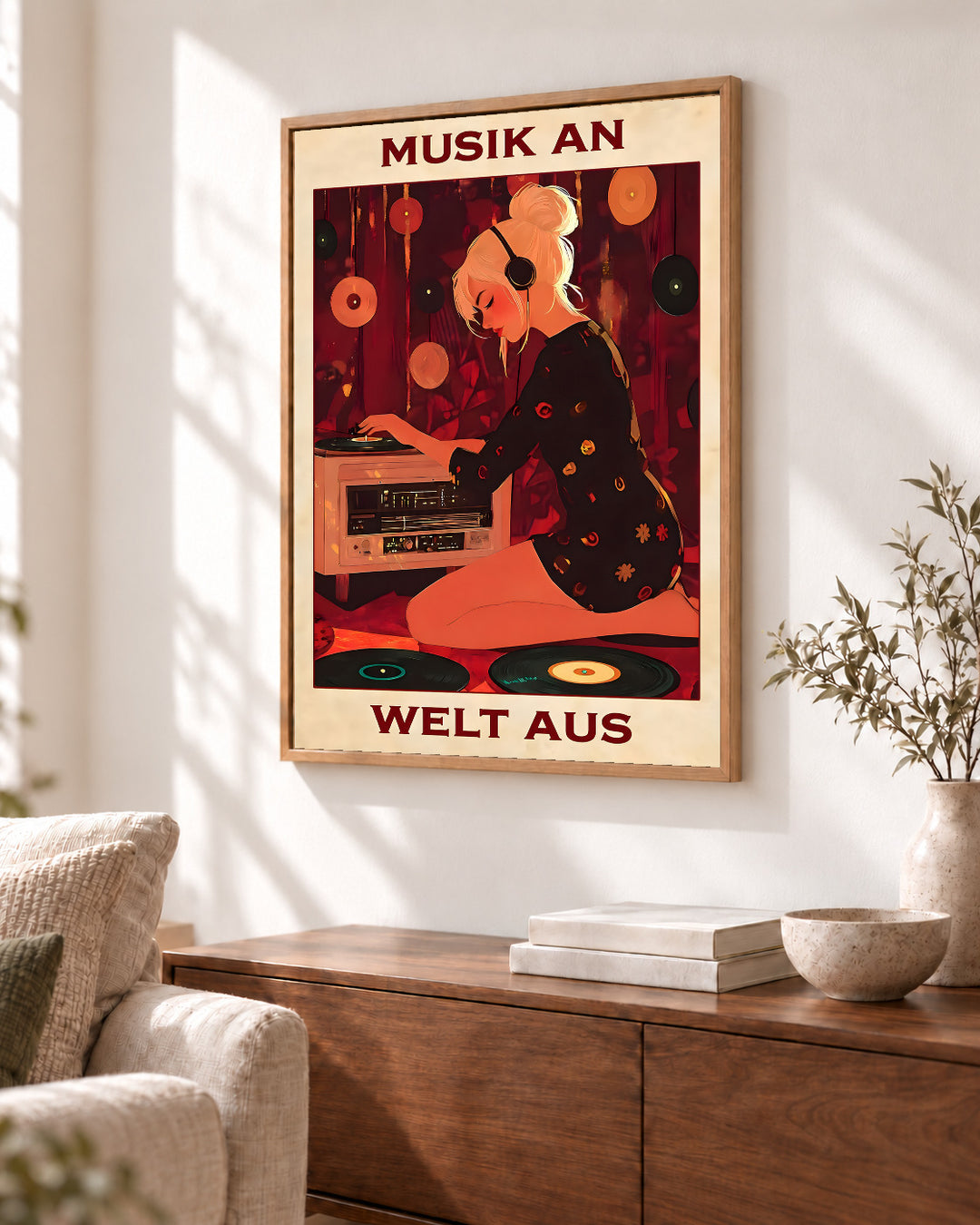 Musik an, Welt aus — Dekorativer Rahmen nicht enthalten