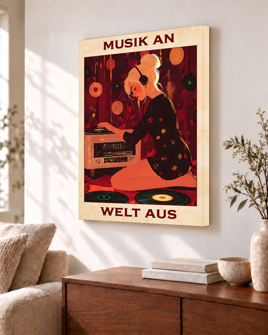 Musik an, Welt aus — Dekorativer Rahmen nicht enthalten