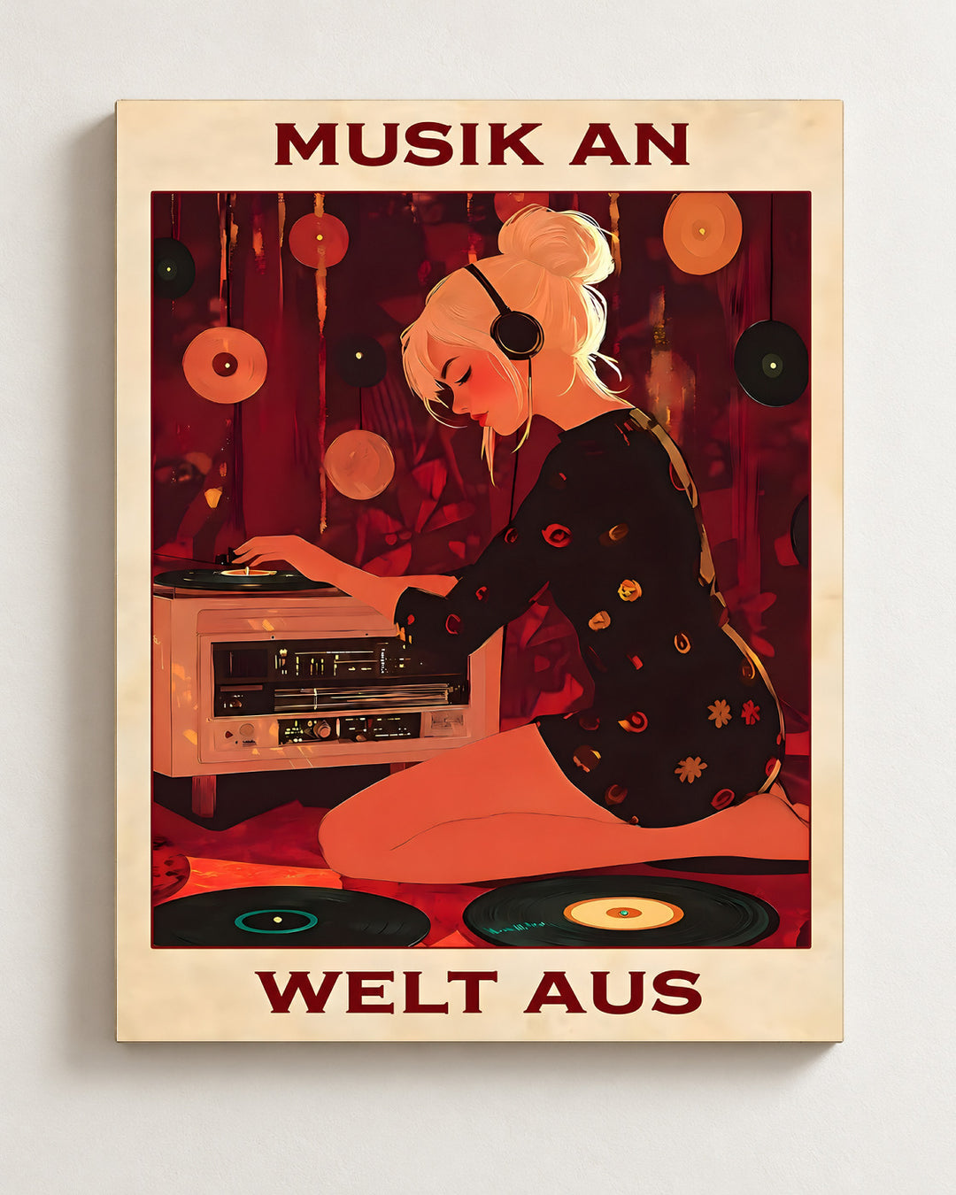 Musik an, Welt aus — Dekorativer Rahmen nicht enthalten