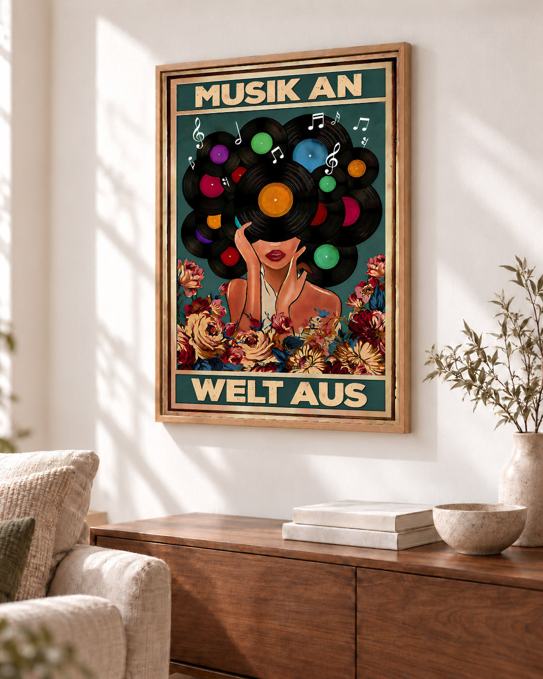 Musik an, Welt aus — Dekorativer Rahmen nicht enthalten