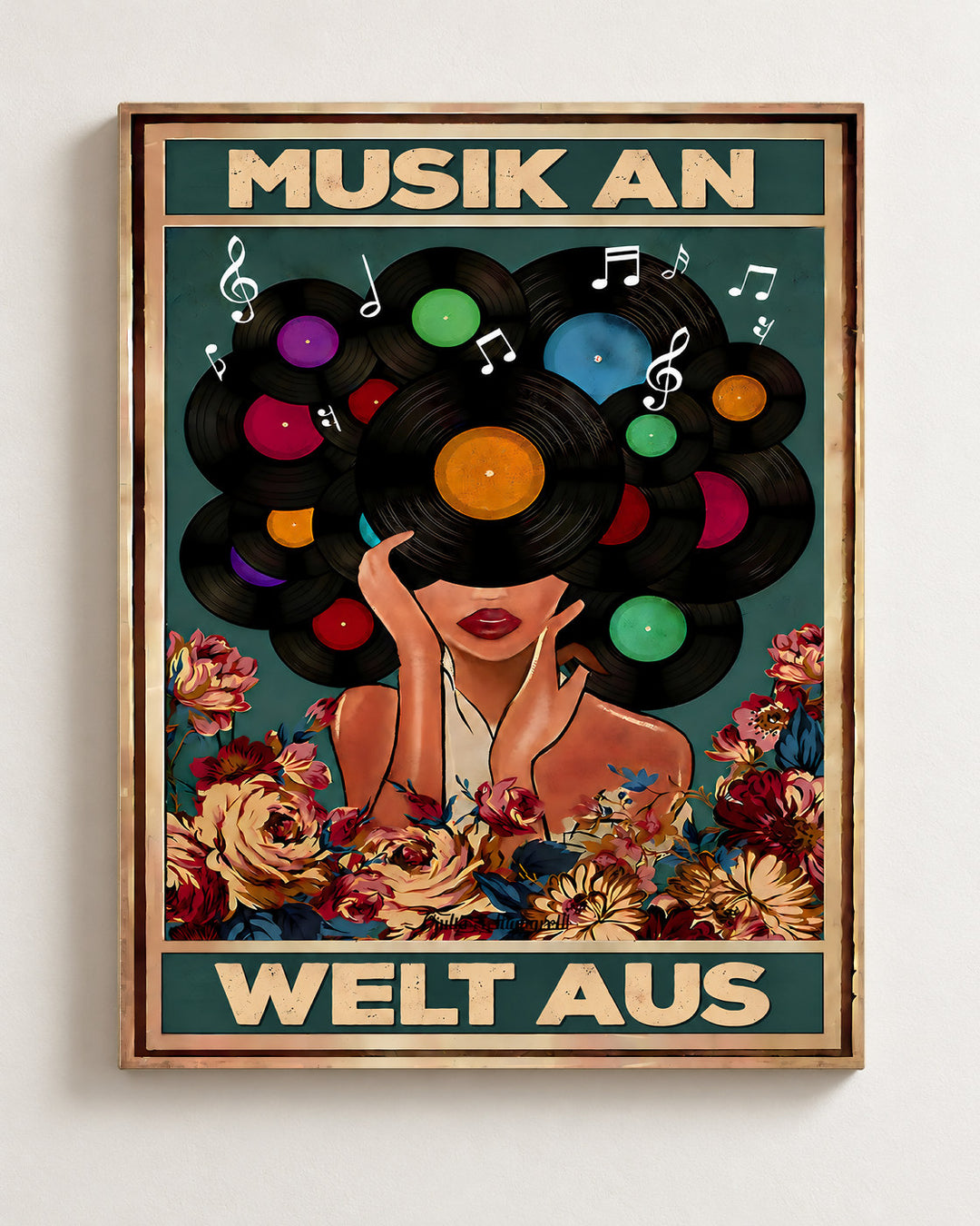 Musik an, Welt aus — Dekorativer Rahmen nicht enthalten
