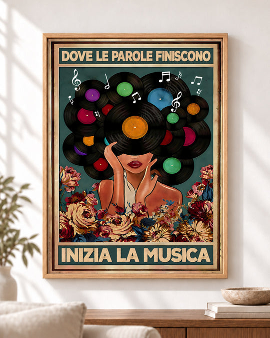Dove le parole finiscono, inizia la musica — Cornice decorativa non inclusa