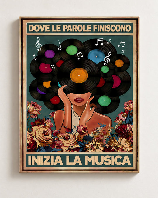 Dove le parole finiscono, inizia la musica — Cornice decorativa non inclusa