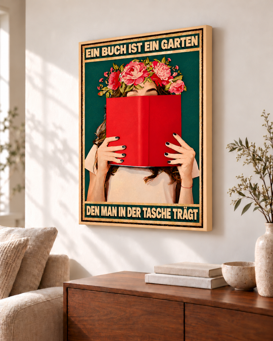 Ein Buch ist ein Garten, den man in der Tasche trägt – Wohnbeispiel