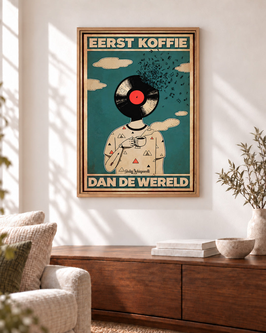 Eerst koffie, dan de wereld — Decoratieve lijst en interieur niet inbegrepen
