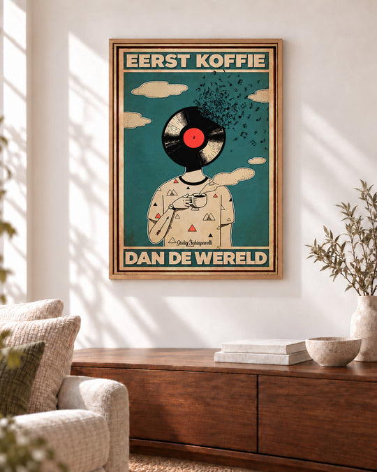 Eerst koffie, dan de wereld — Decoratieve lijst en interieur niet inbegrepen