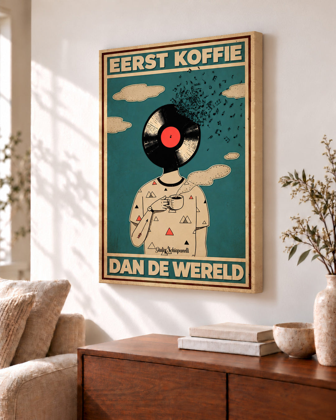 Eerst koffie, dan de wereld — Decoratieve lijst en interieur niet inbegrepen