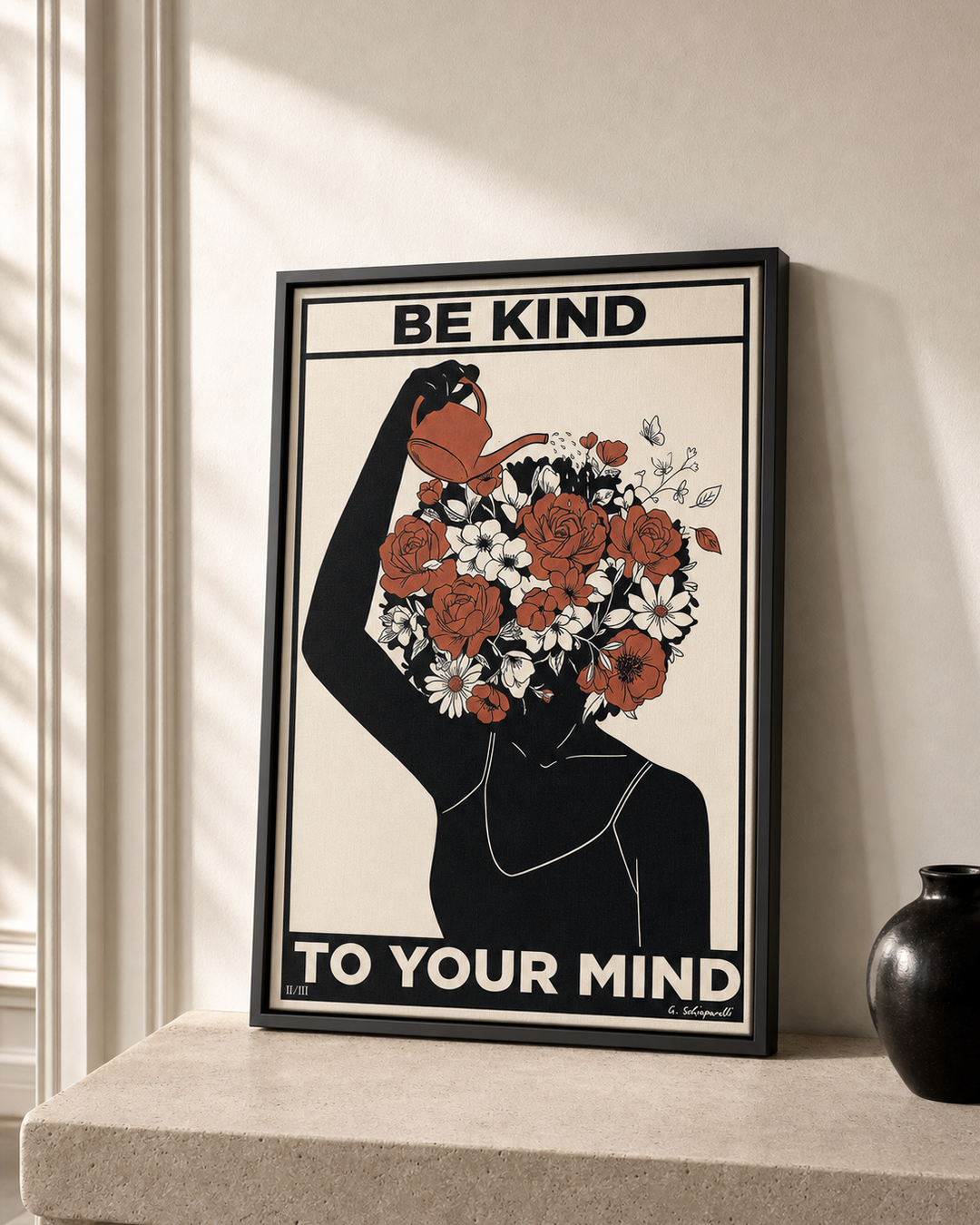 “Be kind to your mind — Atelier” — cotton-linen canvas, lifestyle B
