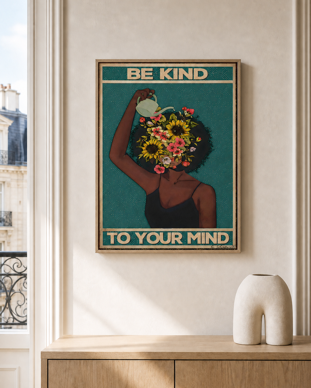 “Be kind to your mind” — cotton-linen canvas, lifestyle A