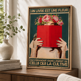 « Un livre est une fleur qui s'épanouit dans l'esprit de celui qui la cultive » — Art Print encadré, mise en situation 2