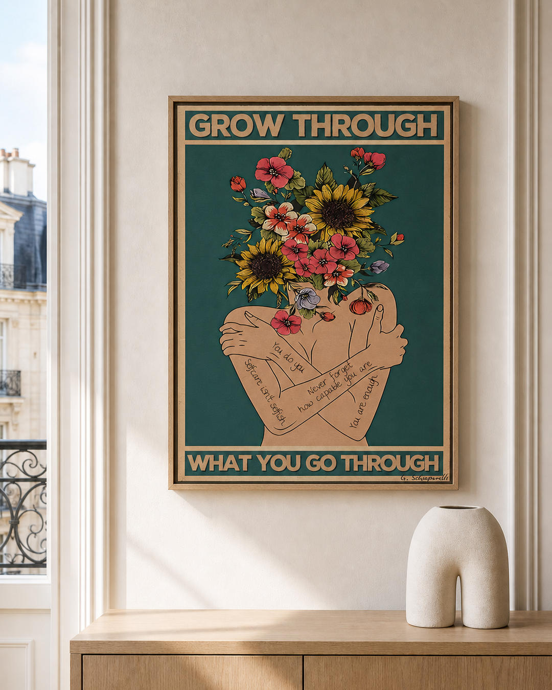 “Grow through what you go through” — cotton-linen canvas, lifestyle A