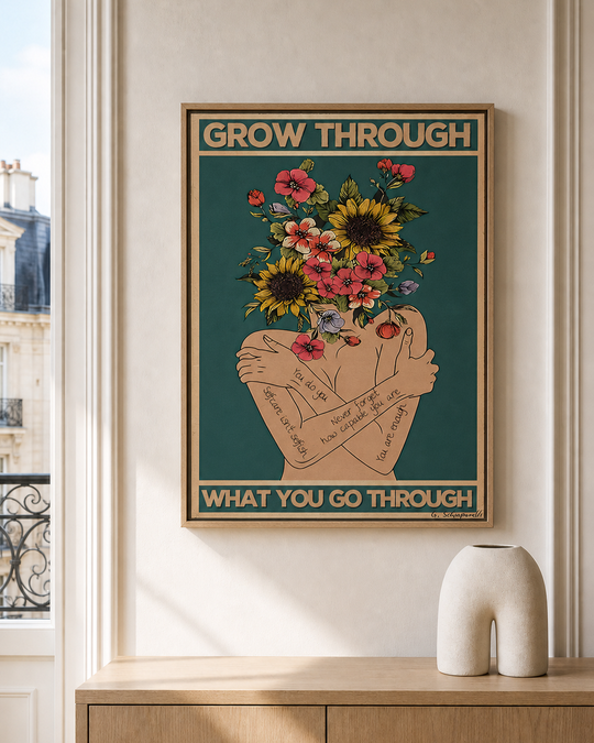 “Grow through what you go through” — cotton-linen canvas, lifestyle A
