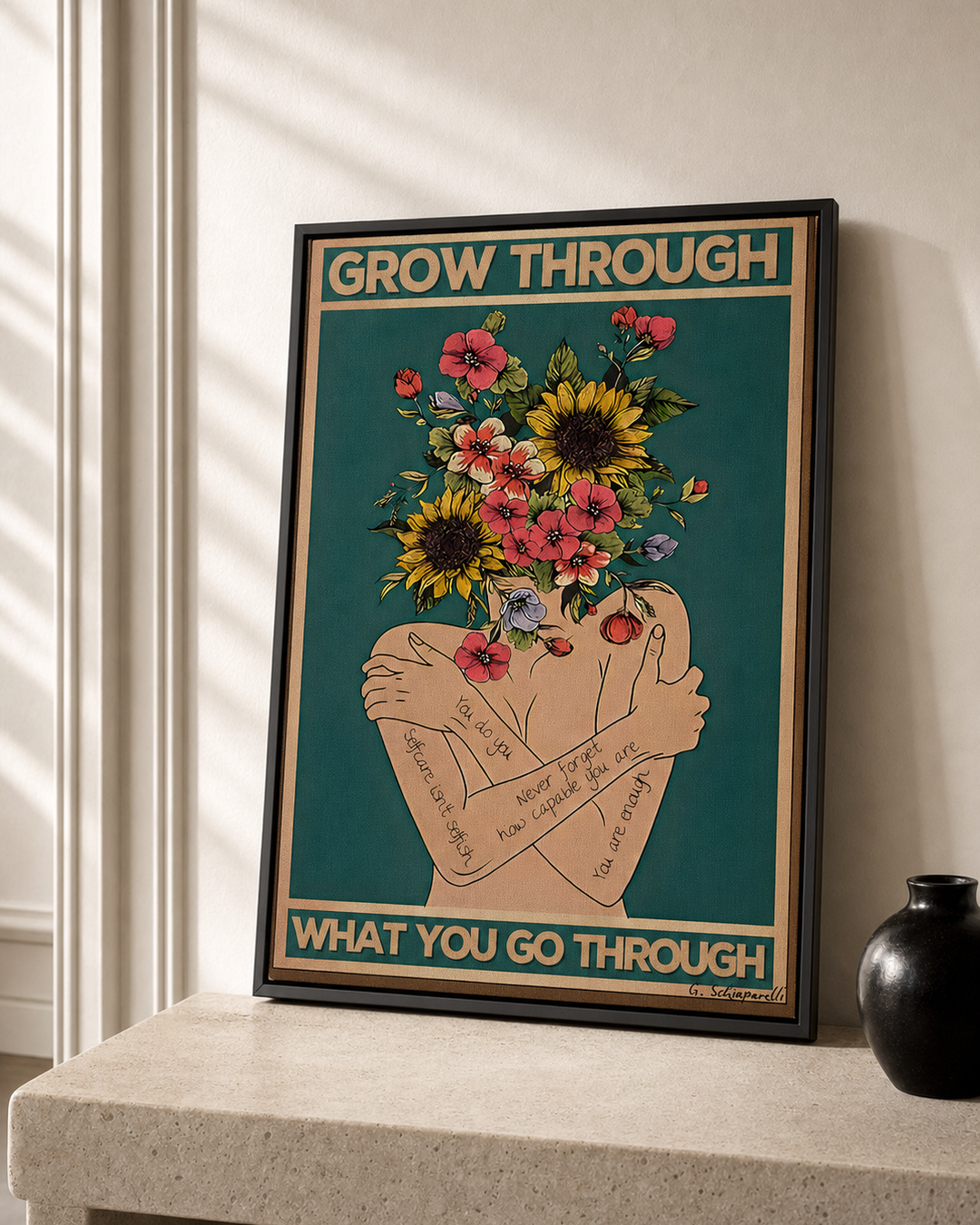 “Grow through what you go through” — cotton-linen canvas, lifestyle B