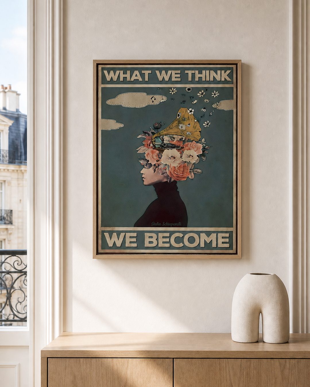 “What we think, we become” — cotton-linen canvas, lifestyle A
