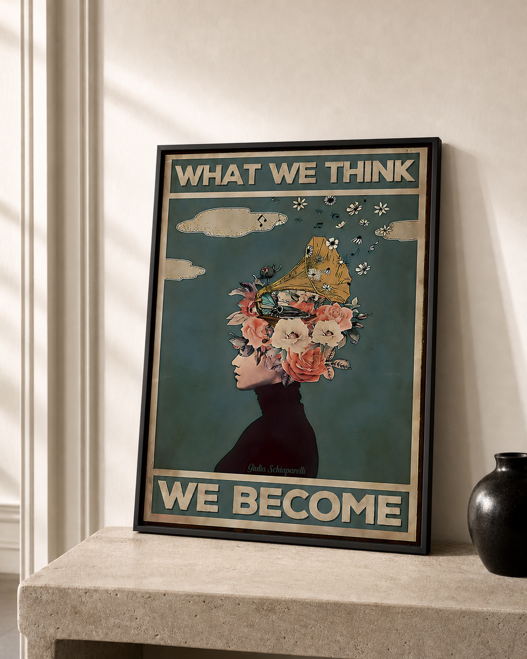 “What we think, we become” — cotton-linen canvas, lifestyle B