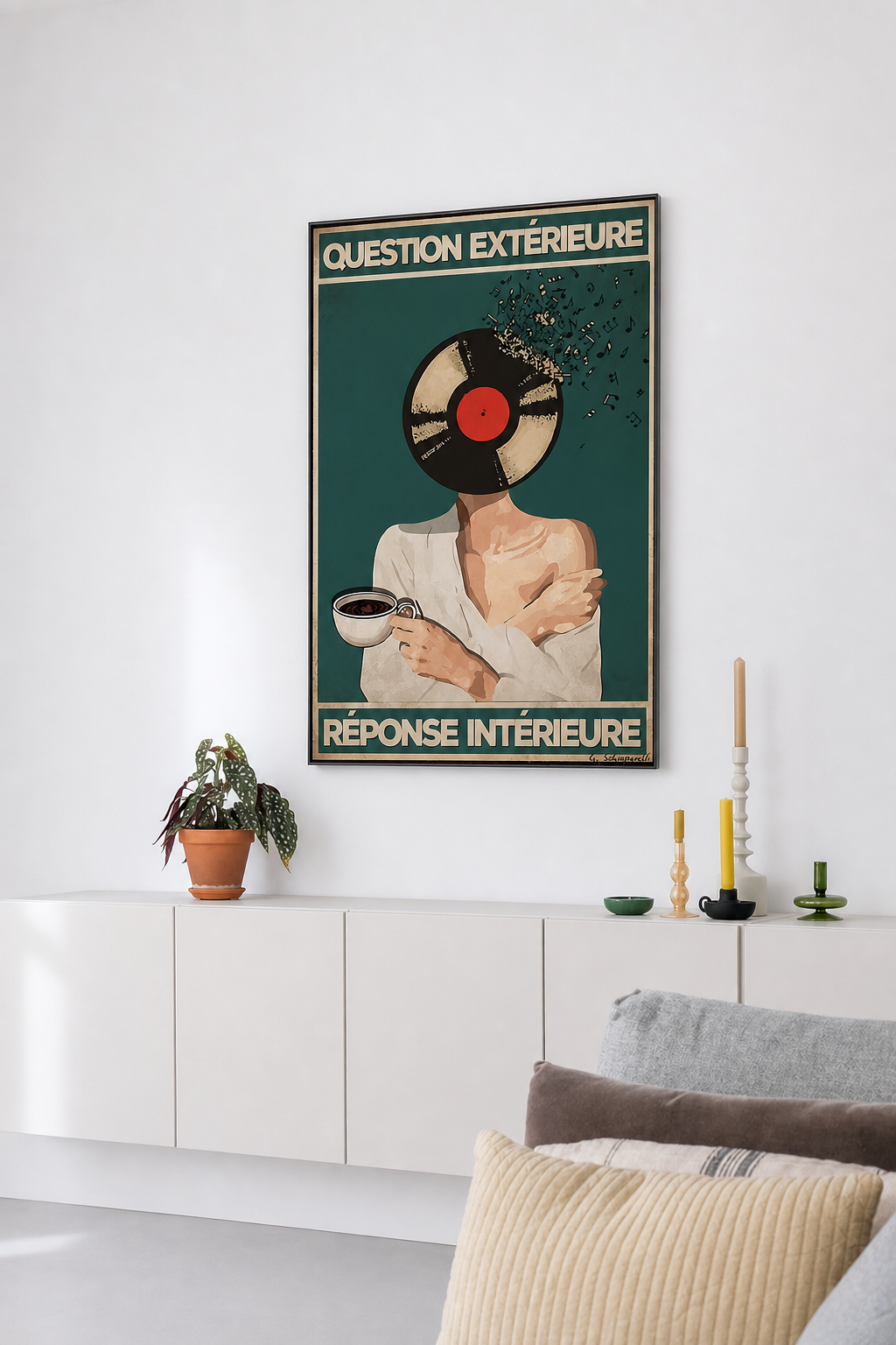 « Question extérieure, réponse intérieure » — Art Print encadré, mise en situation 2
