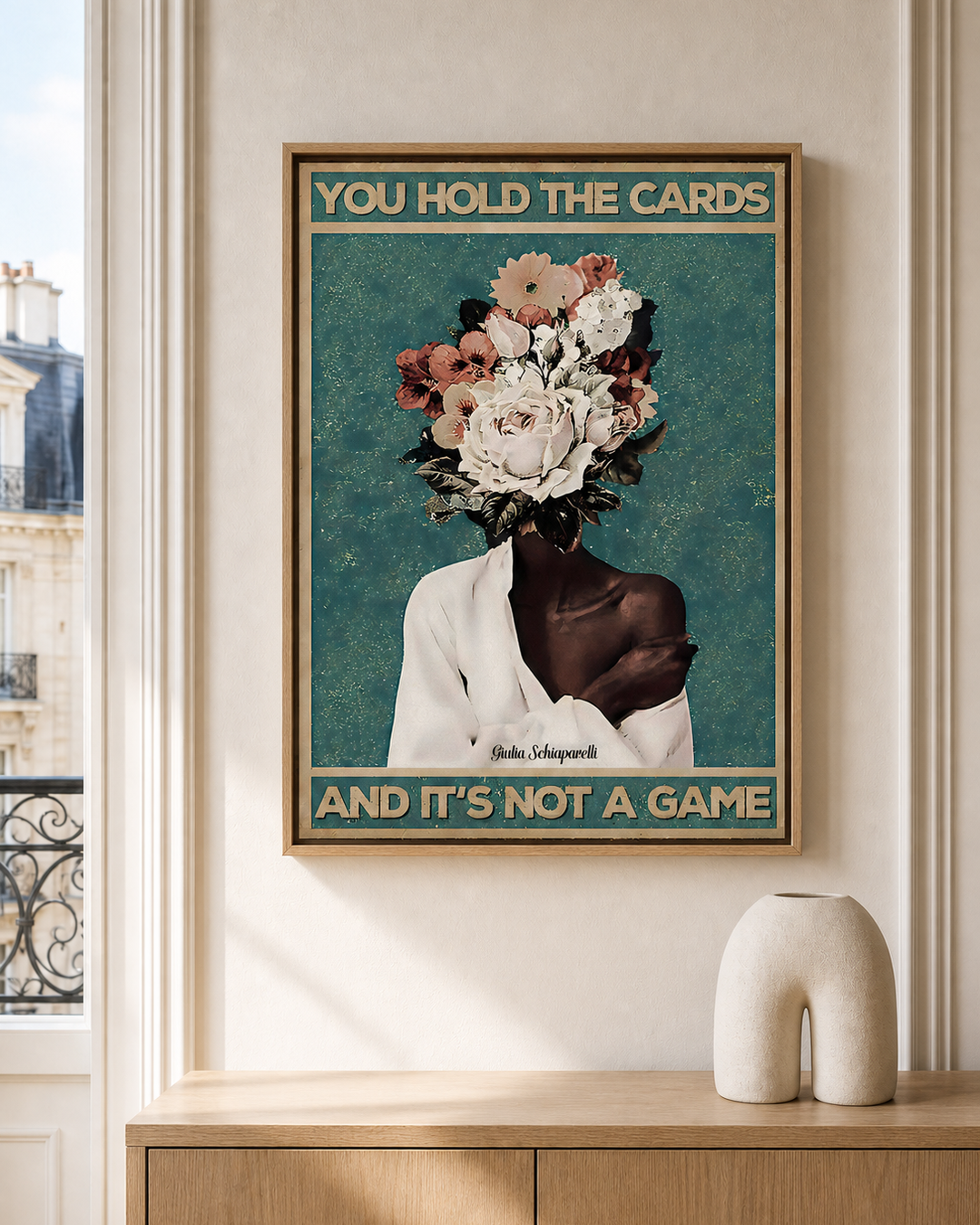 “You hold the cards and it's not a game” — cotton-linen canvas, lifestyle A