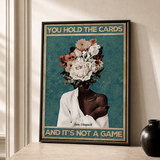 “You hold the cards and it's not a game” — cotton-linen canvas, lifestyle B