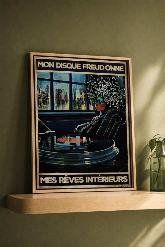 « Mon disque freud-onne mes rêves intérieurs » — Art Print encadré, mise en situation 1