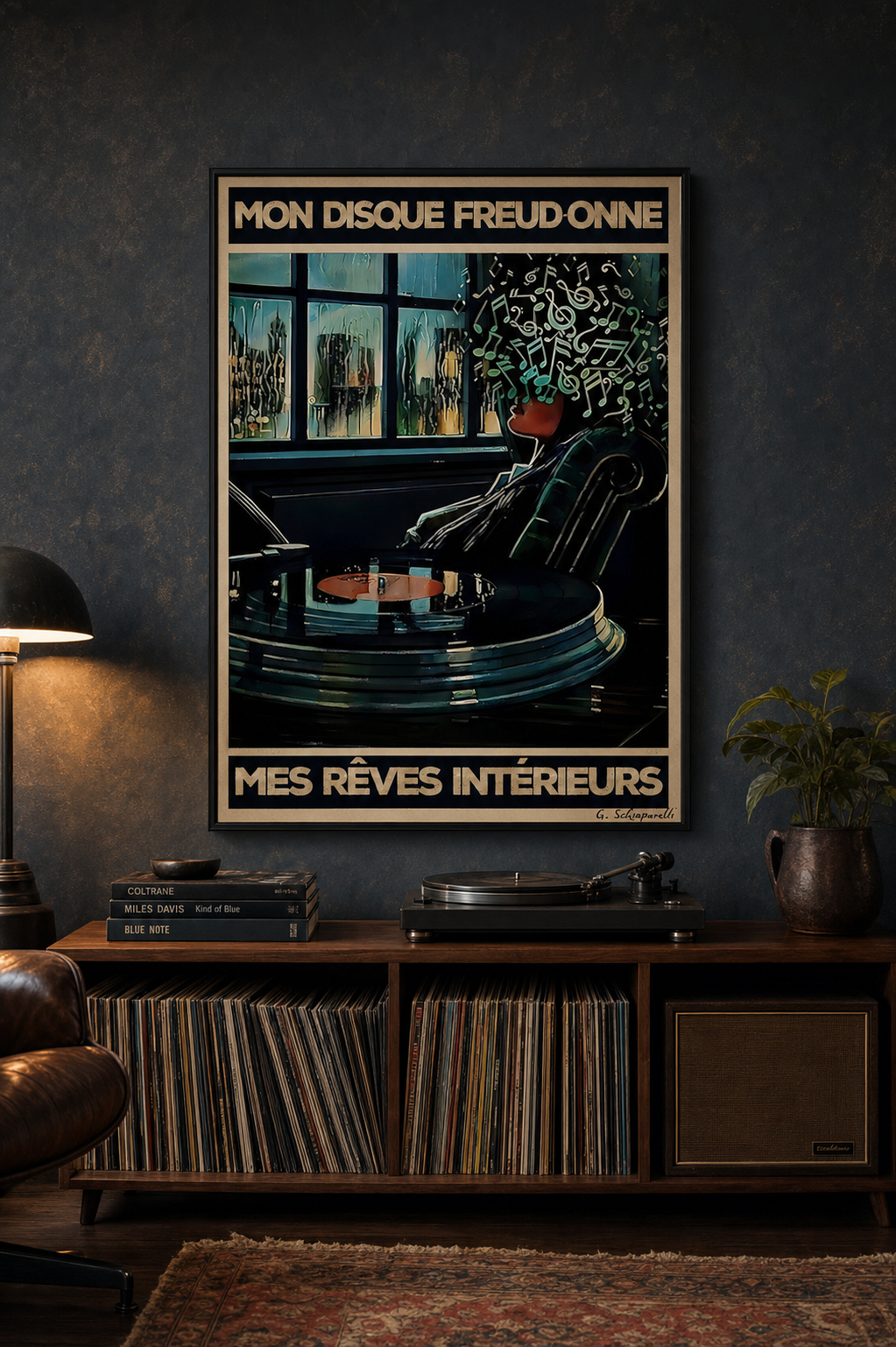 « Mon disque freud-onne mes rêves intérieurs » — Art Print encadré, mise en situation 2
