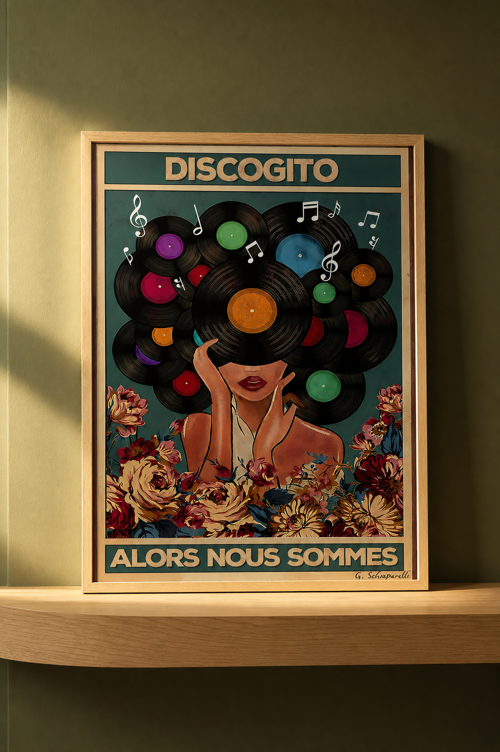« Discogito alors nous sommes » — Art Print encadré, mise en situation 1