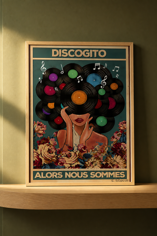 « Discogito alors nous sommes » — Art Print encadré, mise en situation 1