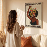 « Jamais mieux fleuri que par soi-même — Crème & Sable » — échelle de l’œuvre dans un intérieur / artwork scale in a home