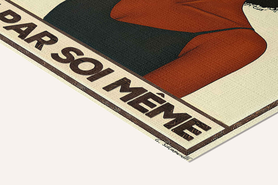 « Jamais mieux fleuri que par soi-même — Crème & Sable » — toile texturée, détail du coin inférieur droit