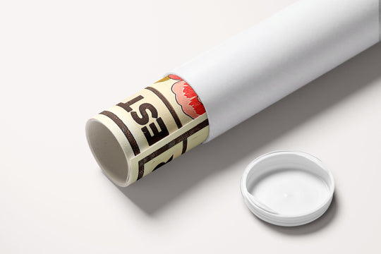 « Un livre est une fleur qui s'épanouit dans l'esprit de celui qui la cultive — Crème & Sable » — toile enroulée dans son tube de protection