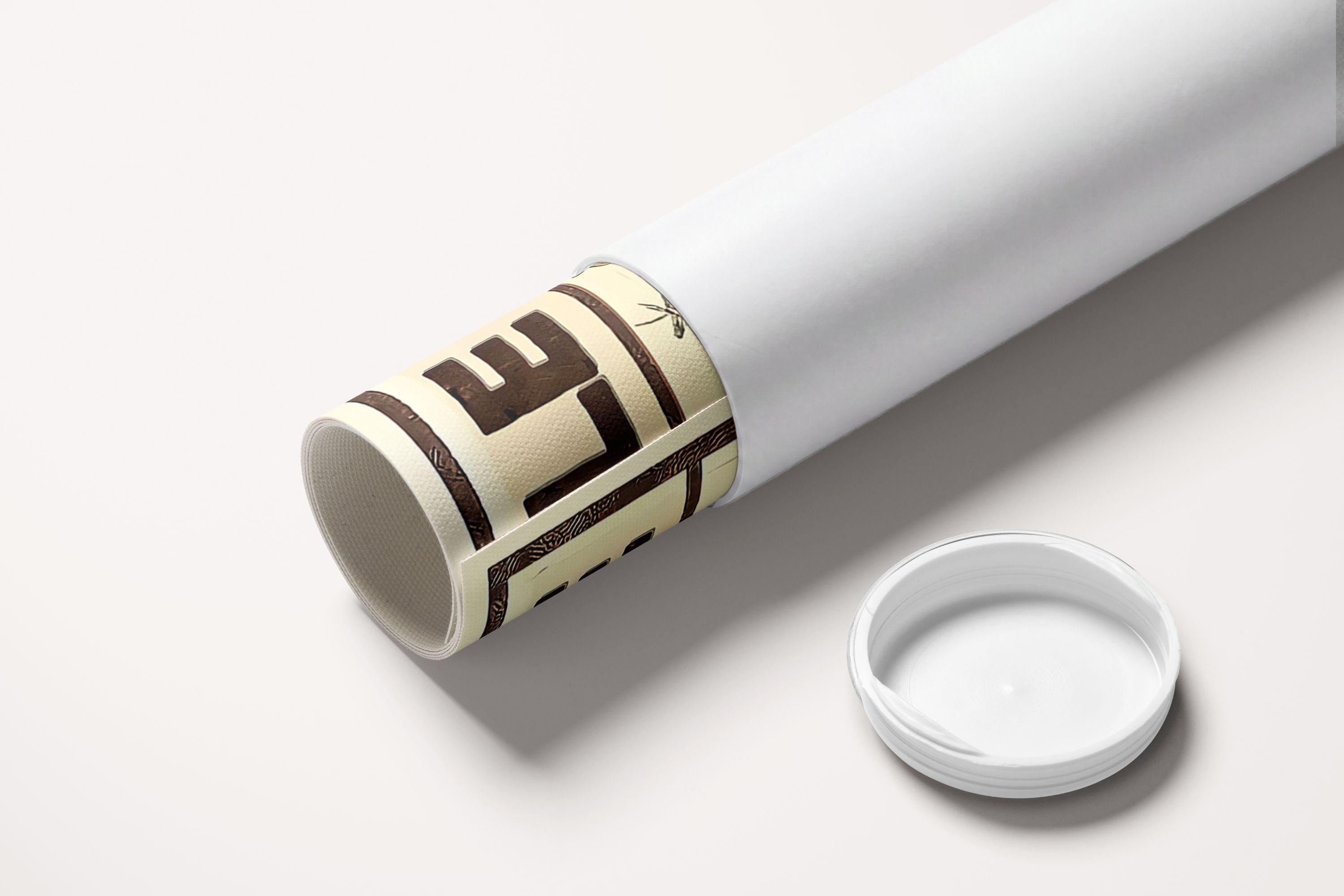 « Cueille la vie, sème ta musique — Crème & Sable » — toile enroulée dans son tube de protection